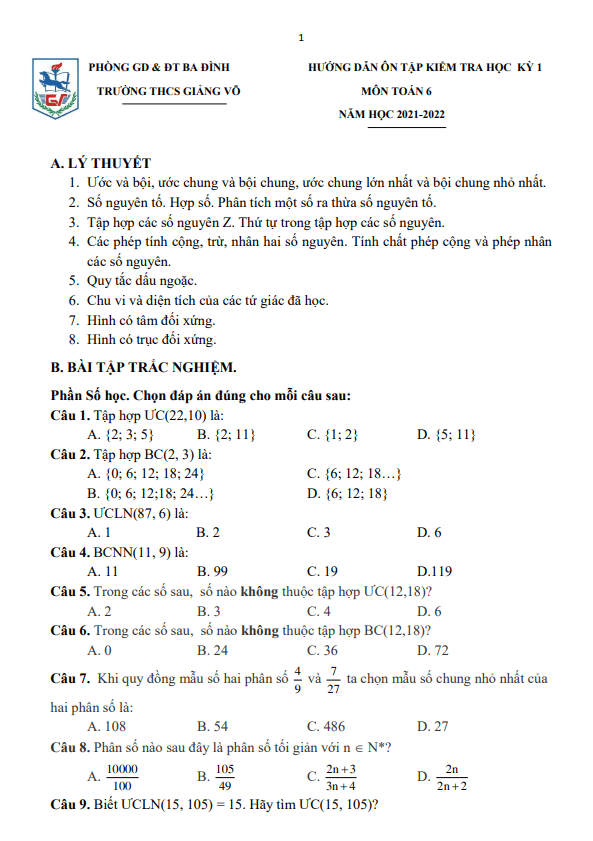 huong dan on tap hoc ki 1 hk1 lop 6 mon toan nam 2021 2022 truong thcs giang vo ha noi d