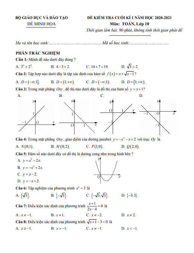ma tran bang dac ta ki thuat va de minh hoa kiem tra cuoi hoc ki 1 hk1 lop 10 mon toan d