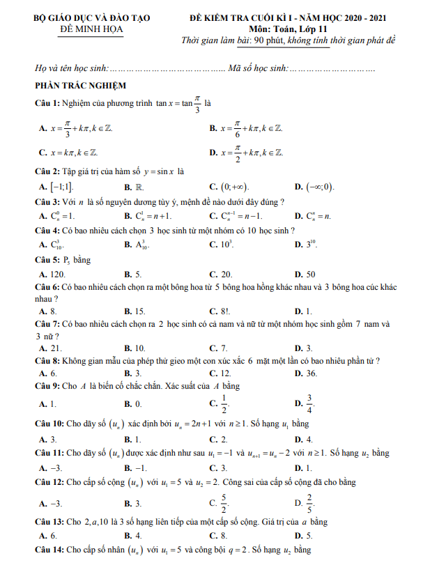 ma tran bang dac ta ki thuat va de minh hoa kiem tra cuoi hoc ki 1 hk1 lop 11 mon toan d