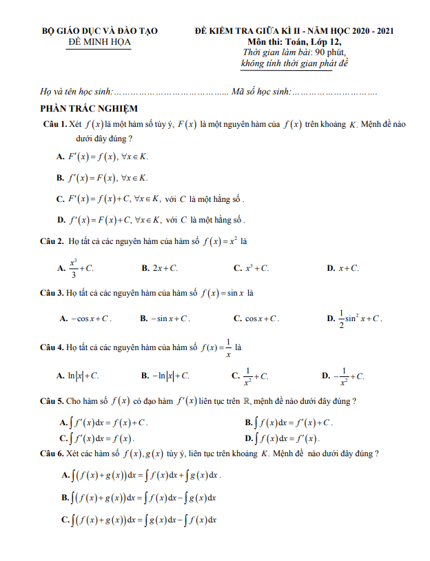 ma tran bang dac ta ki thuat va de minh hoa kiem tra giua hoc ki 2 hk2 lop 12 mon toan d