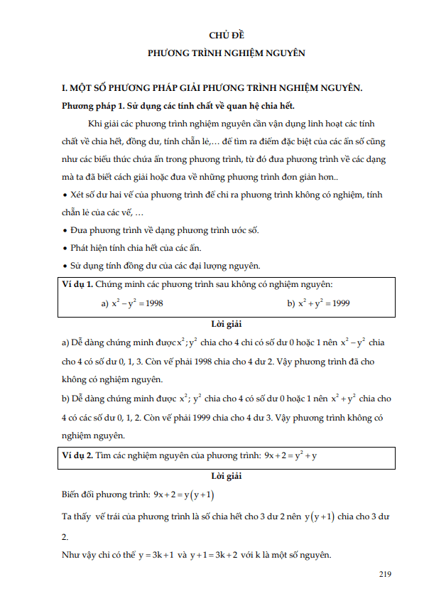 mot so phuong phap giai bai toan phuong trinh nghiem nguyen d
