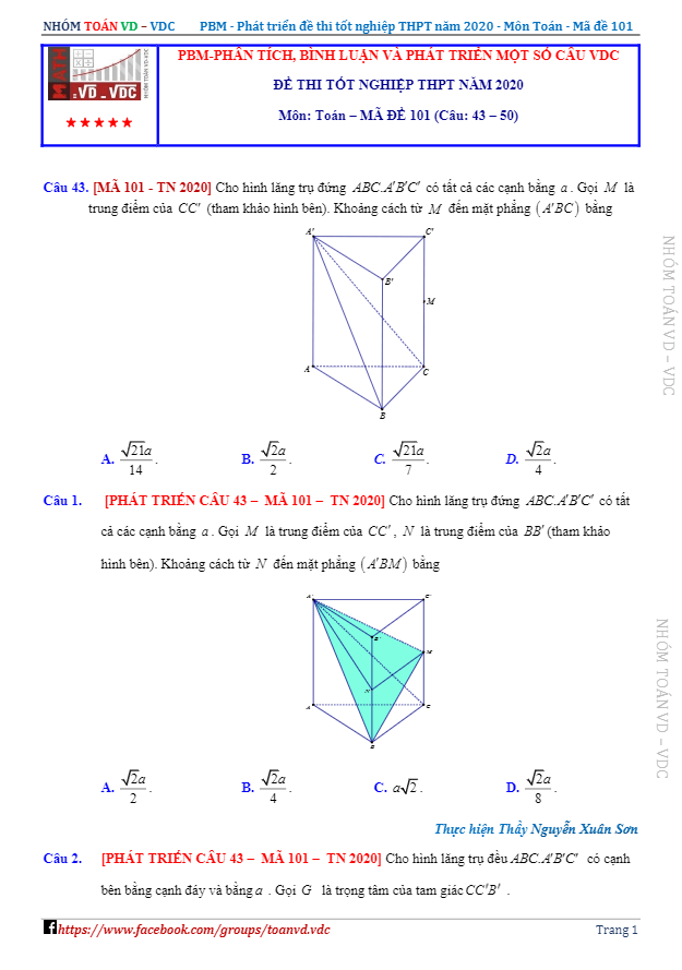 phat trien bai toan vd vdc trong de thi tot nghiep thpt 2020 mon toan d