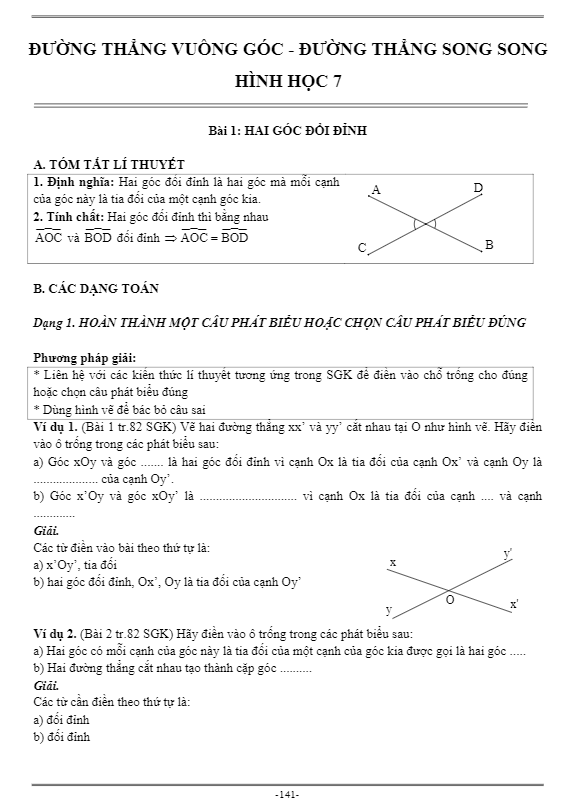 phuong phap giai cac dang toan chuyen de duong thang vuong goc duong thang song song d