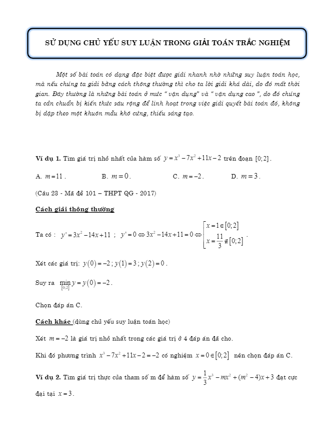 su dung chu yeu suy luan trong giai toan trac nghiem tran tuan anh d