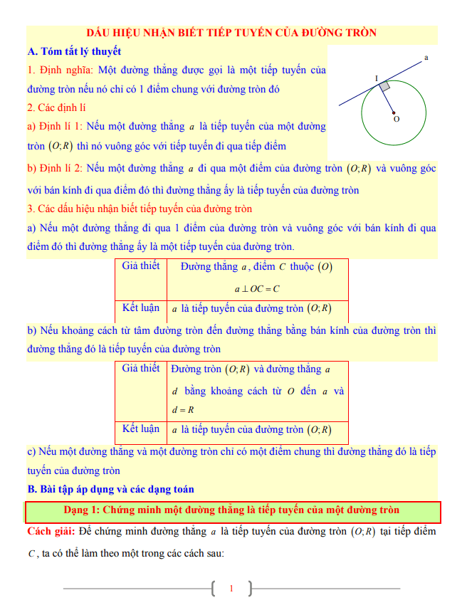 tai lieu lop 9 mon toan chu de dau hieu nhan biet tiep tuyen cua duong tron d