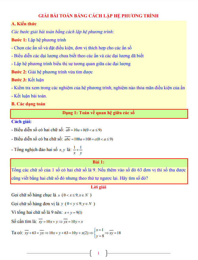 Tài liệu lớp 9 môn Toán chủ đề giải bài toán bằng cách lập hệ phương trình 4 tai lieu lop 9 mon toan chu de giai bai toan bang cach lap he phuong trinh d