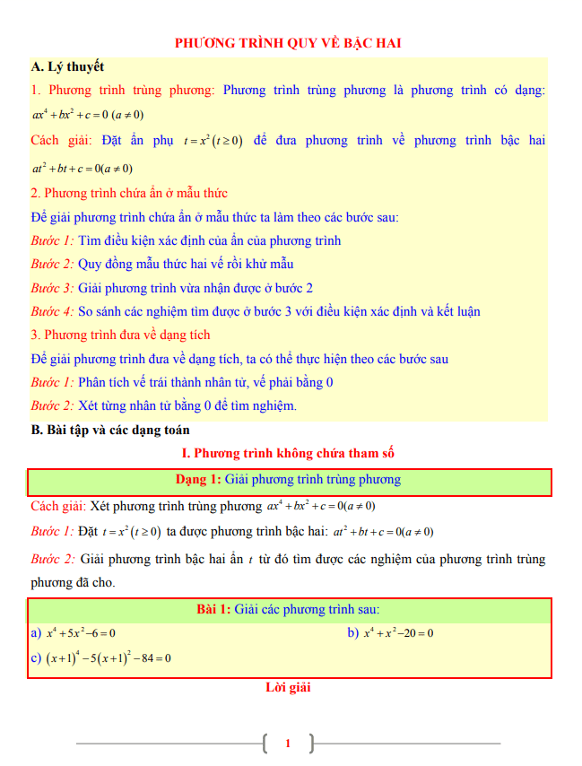 tai lieu lop 9 mon toan chu de phuong trinh quy ve phuong trinh bac hai d