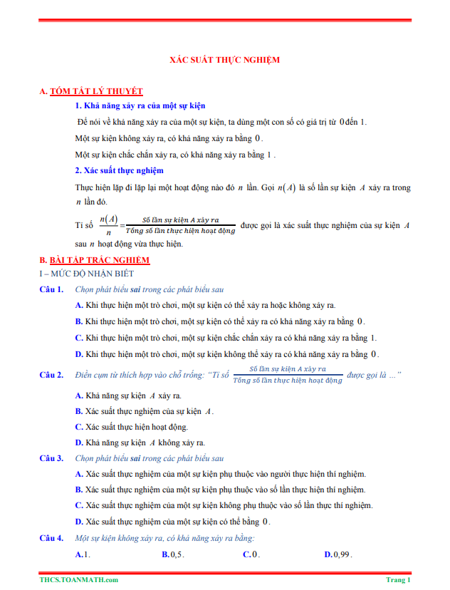 tom tat ly thuyet va bai tap trac nghiem xac suat thuc nghiem d