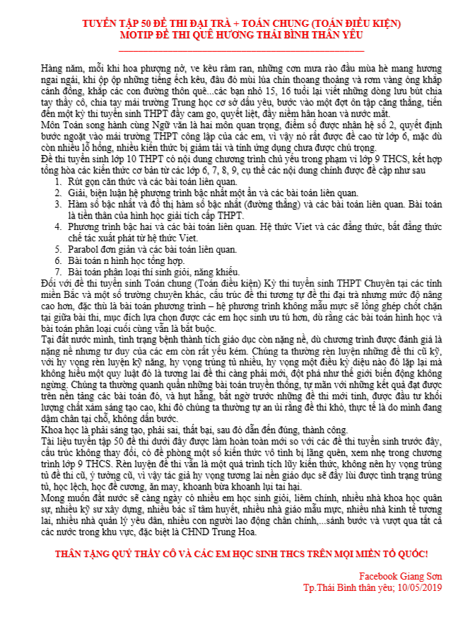 tuyen tap 50 de luyen thi tuyen sinh thpt so gd dt thai binh d