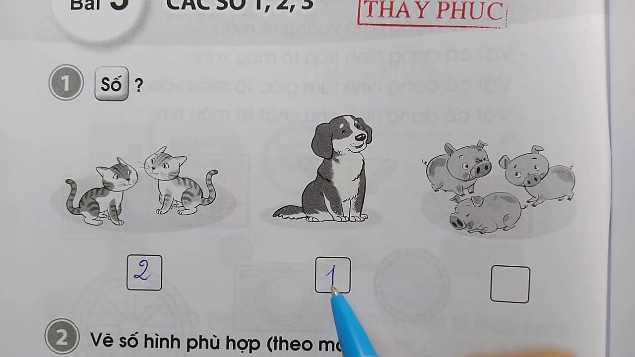 Hình ảnh minh họa 1 con chó cho số 1.