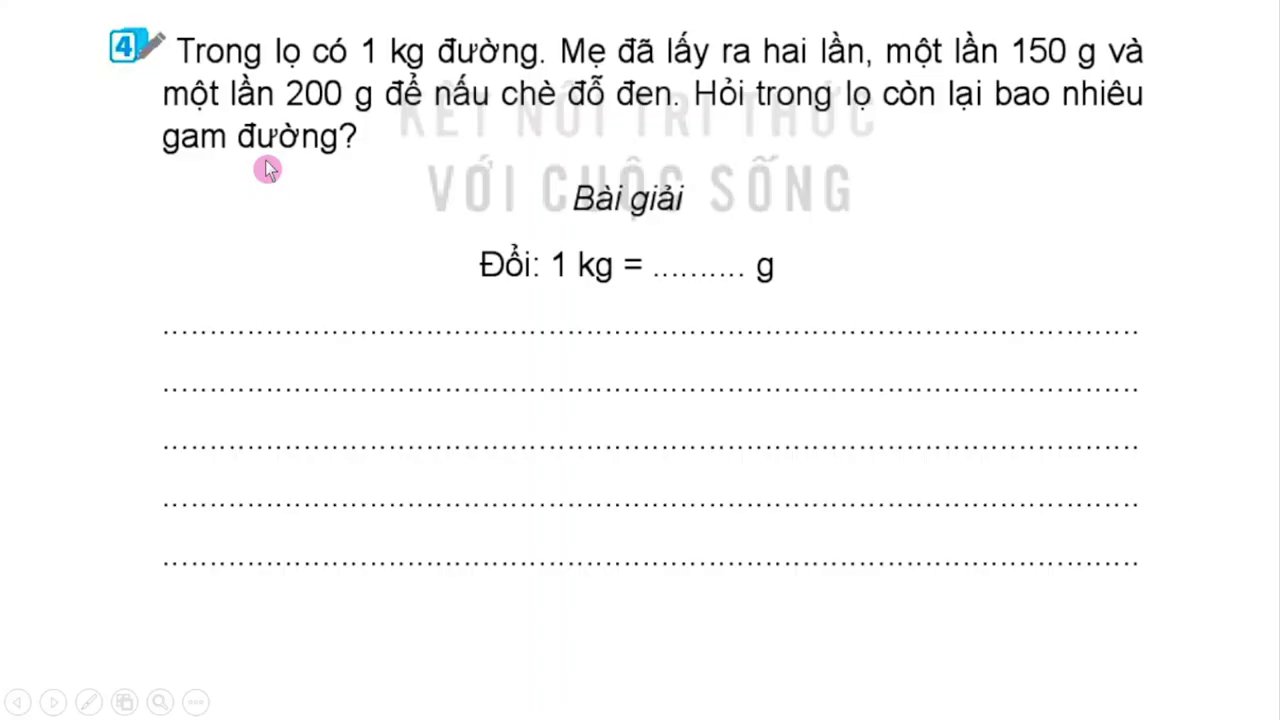 Hình ảnh minh họa cân thăng bằng với 3 quả cà chua một bên và các quả cân ở bên kia.