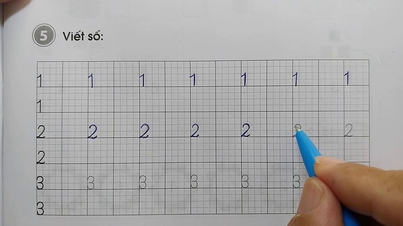 Hình ảnh minh họa các số 1, 2, 3 đã được viết hoàn chỉnh.