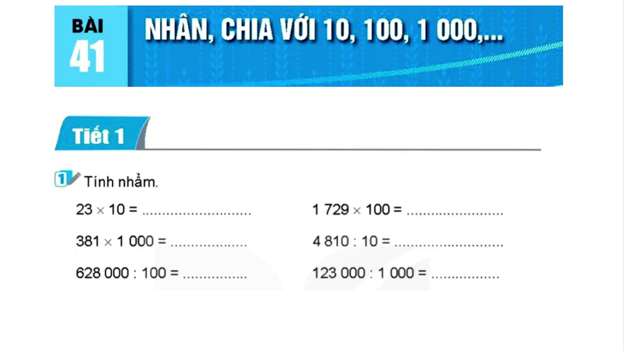 Cô giáo giới thiệu bài học mới về phép nhân với 10, 100, 1000 trong chương trình Toán lớp 4.