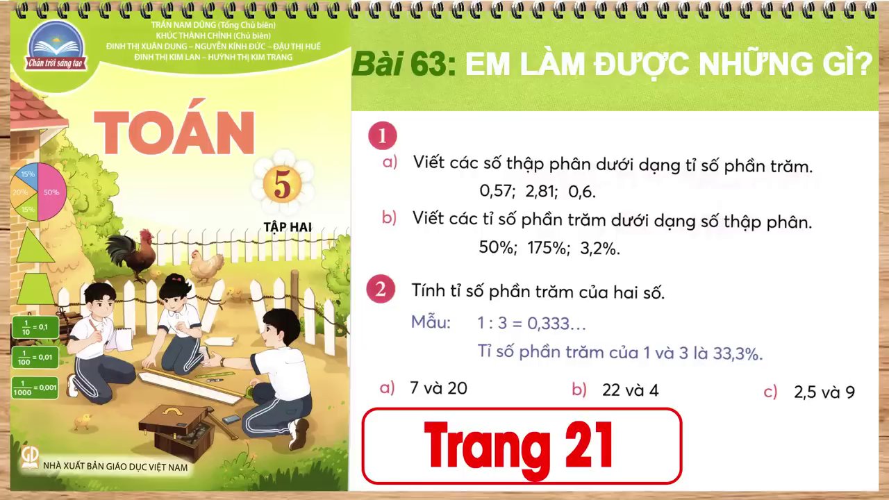 Toán Lớp 5: Chinh Phục Bài 63 "Em Làm Được Những Gì" - Tỷ Số Phần Trăm Từ Lý Thuyết Đến Ứng Dụng Thực Tế 1 Cô giáo giới thiệu bài học số 63 "Em làm được những gì" trong sách Toán lớp 5 tập 2, bộ Chân Trời Sáng Tạo.