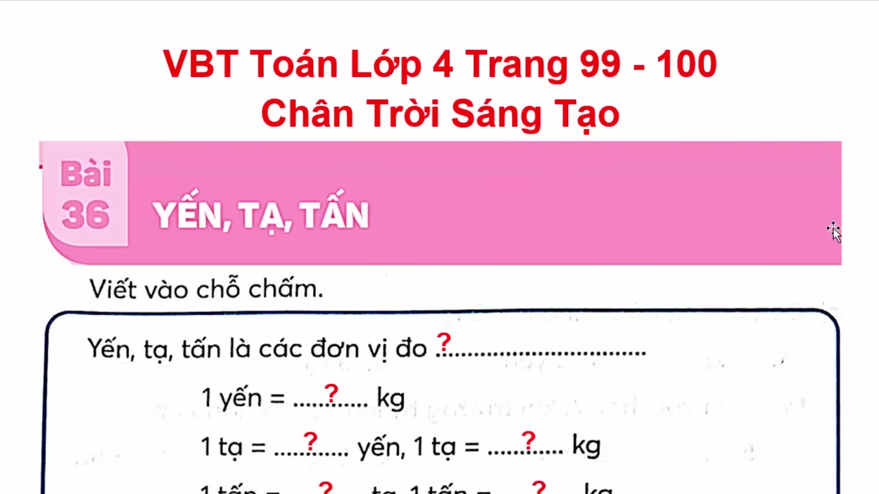 Minh họa mối quan hệ giữa các đơn vị yến, tạ, tấn và kilogam.