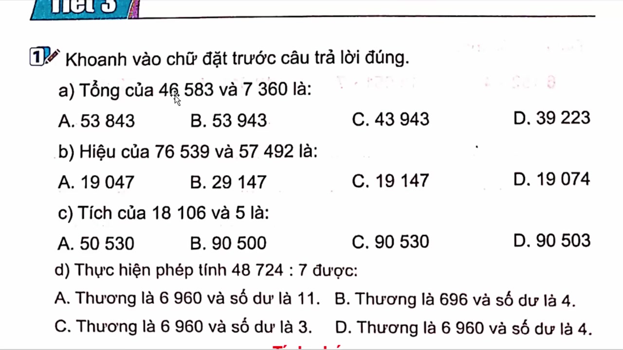 Hình ảnh minh họa cách đặt tính phép cộng 46.583 + 7.360, các chữ số được xếp thẳng hàng theo từng cột đơn vị, chục, trăm, nghìn.