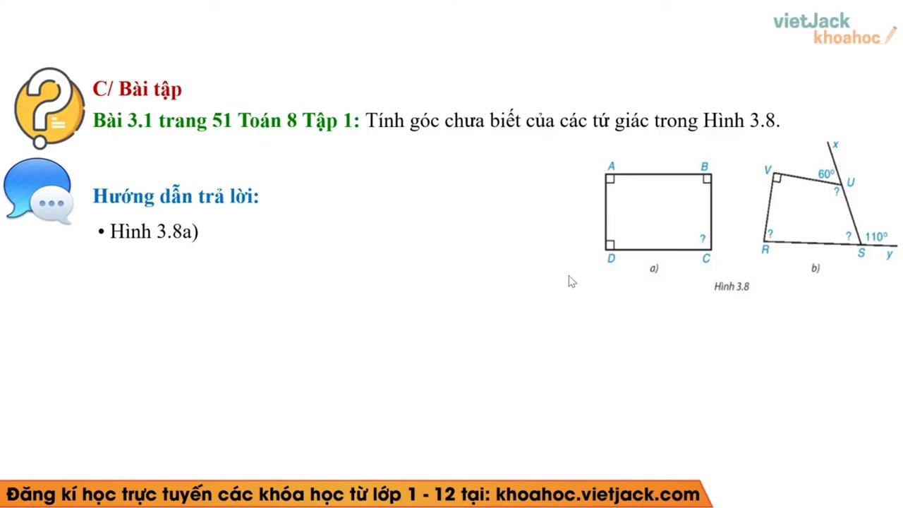Hướng Dẫn Giải Bài Tập Toán Hình: Tính Góc Và Chứng Minh Đường Trung Trực Tứ Giác 2 Minh họa tứ giác ABCD với ba góc vuông, giúp hình dung bài toán ý A.