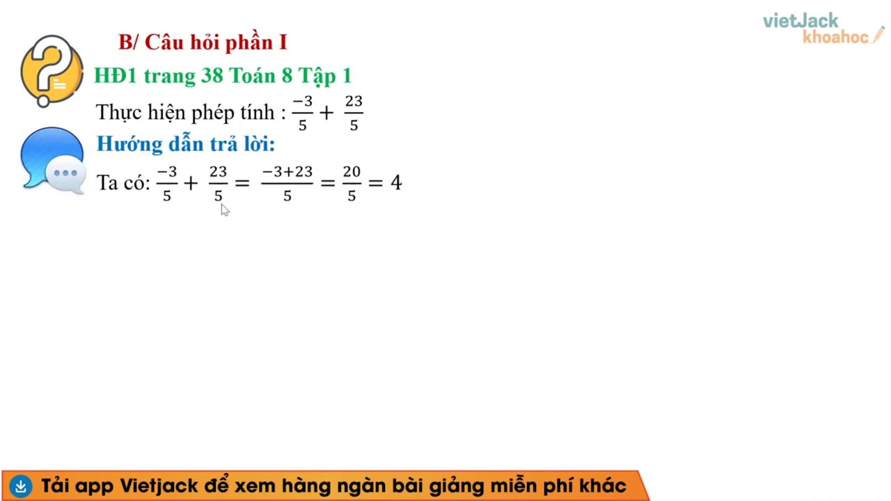 Bí Quyết Thành Thạo Phép Cộng Trừ Phân Thức Đại Số: Từ Lý Thuyết Đến Bài Tập Minh Họa Chi Tiết 2 Trình bày lời giải bài toán cộng hai phân thức cùng mẫu, từ bước áp dụng công thức đến bước rút gọn kết quả.
