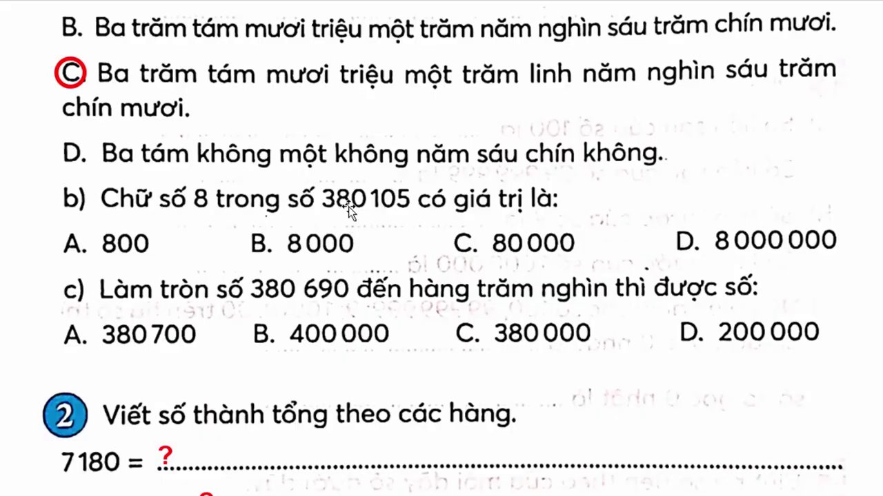 Ví dụ minh họa về các hàng và lớp trong số tự nhiên 380.155.690.