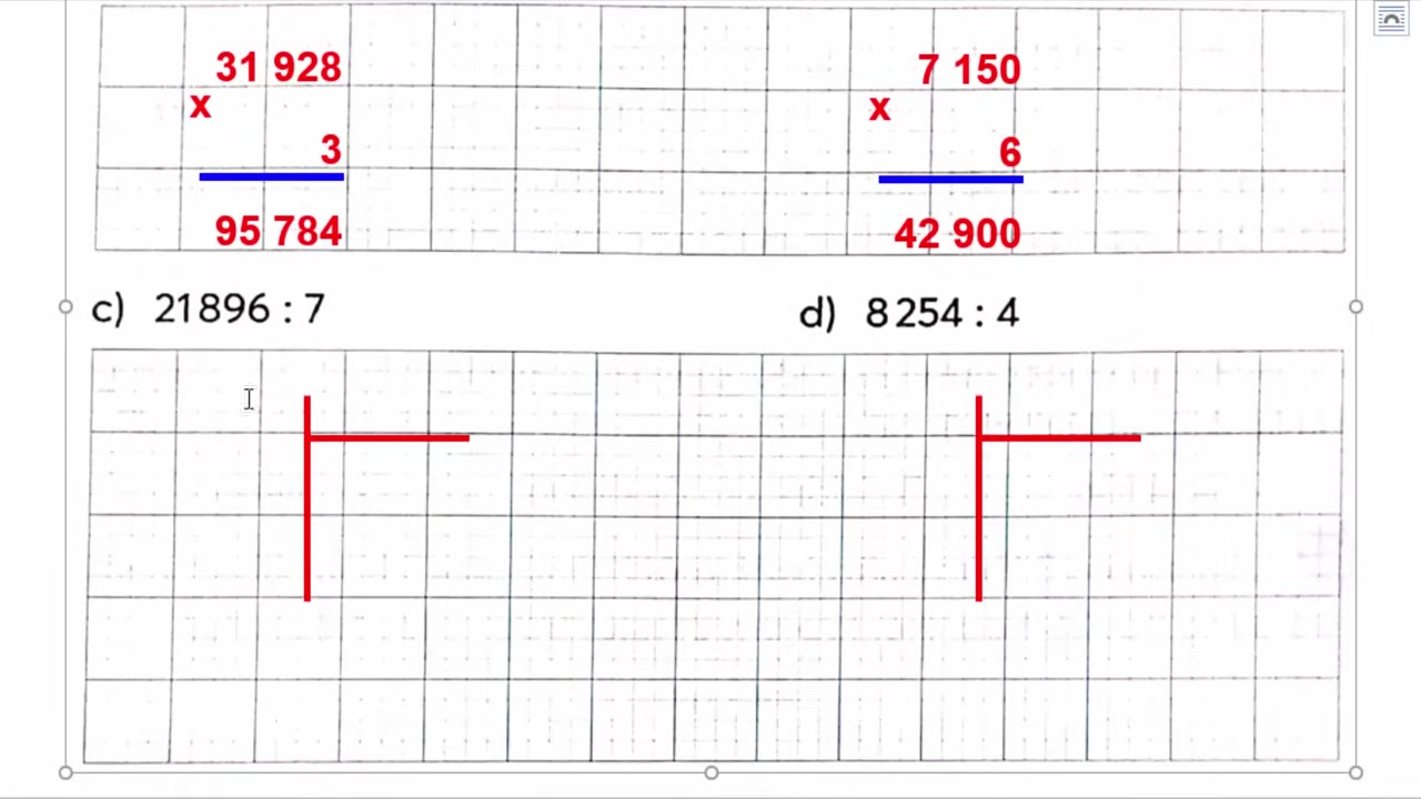 Thanh Nấm minh họa các bước thực hiện phép chia có dư.
