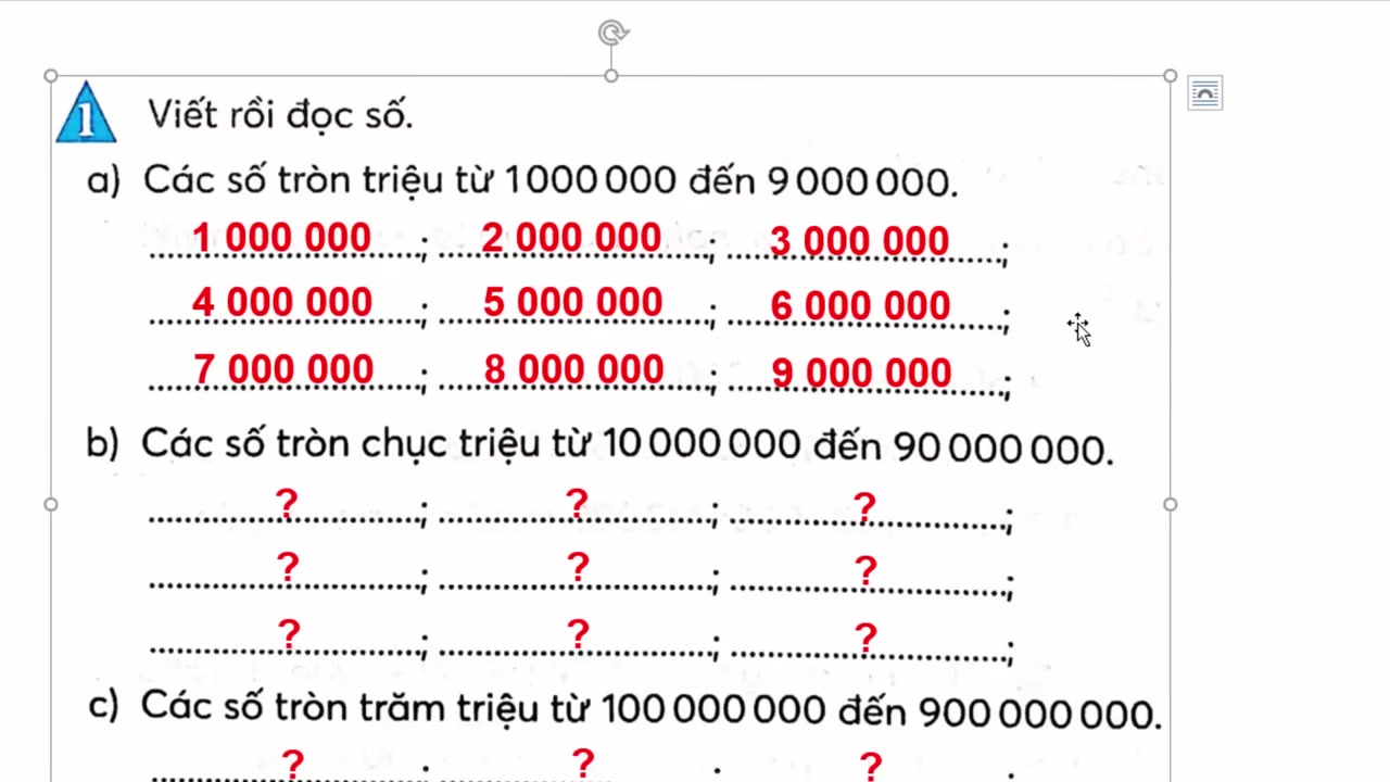 Ví dụ minh họa cách tách lớp (triệu, nghìn) khi đọc một số có 7 chữ số.
