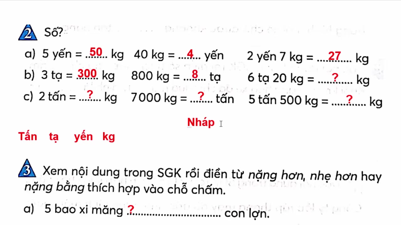Bài toán so sánh khối lượng giữa các bao xi măng và con vật.
