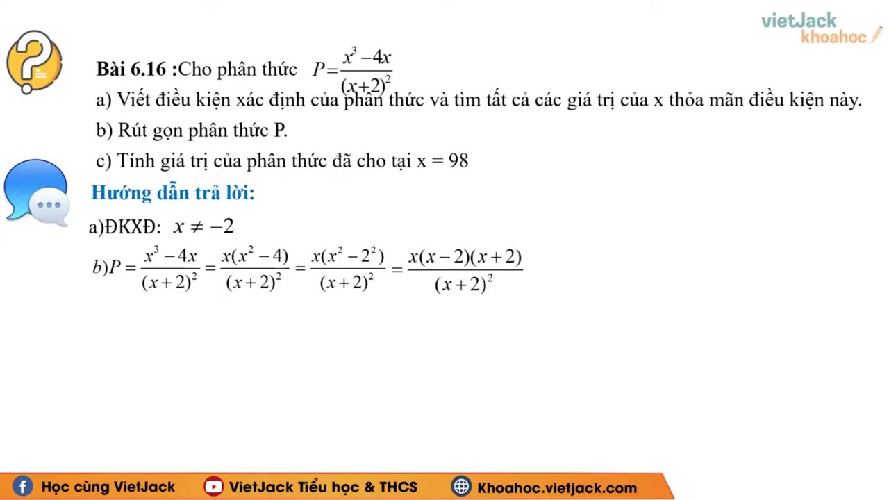 Giáo viên hướng dẫn chi tiết các bước rút gọn một phân thức phức tạp trên bảng.