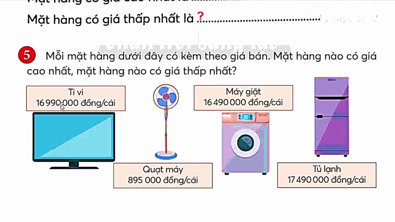 Bài toán so sánh giá các thiết bị điện tử gia đình.