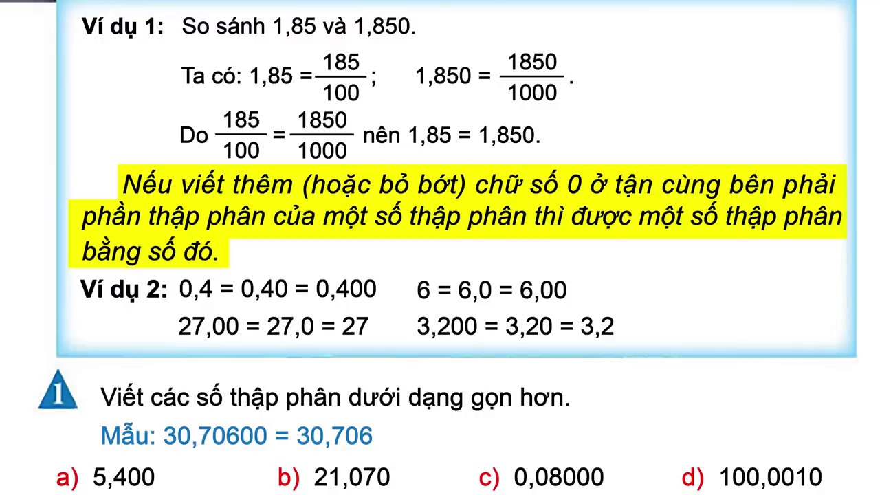 Ví dụ minh họa việc biến đổi số 2,4 thành 2,40 và so sánh với 3,16 trên trục số.