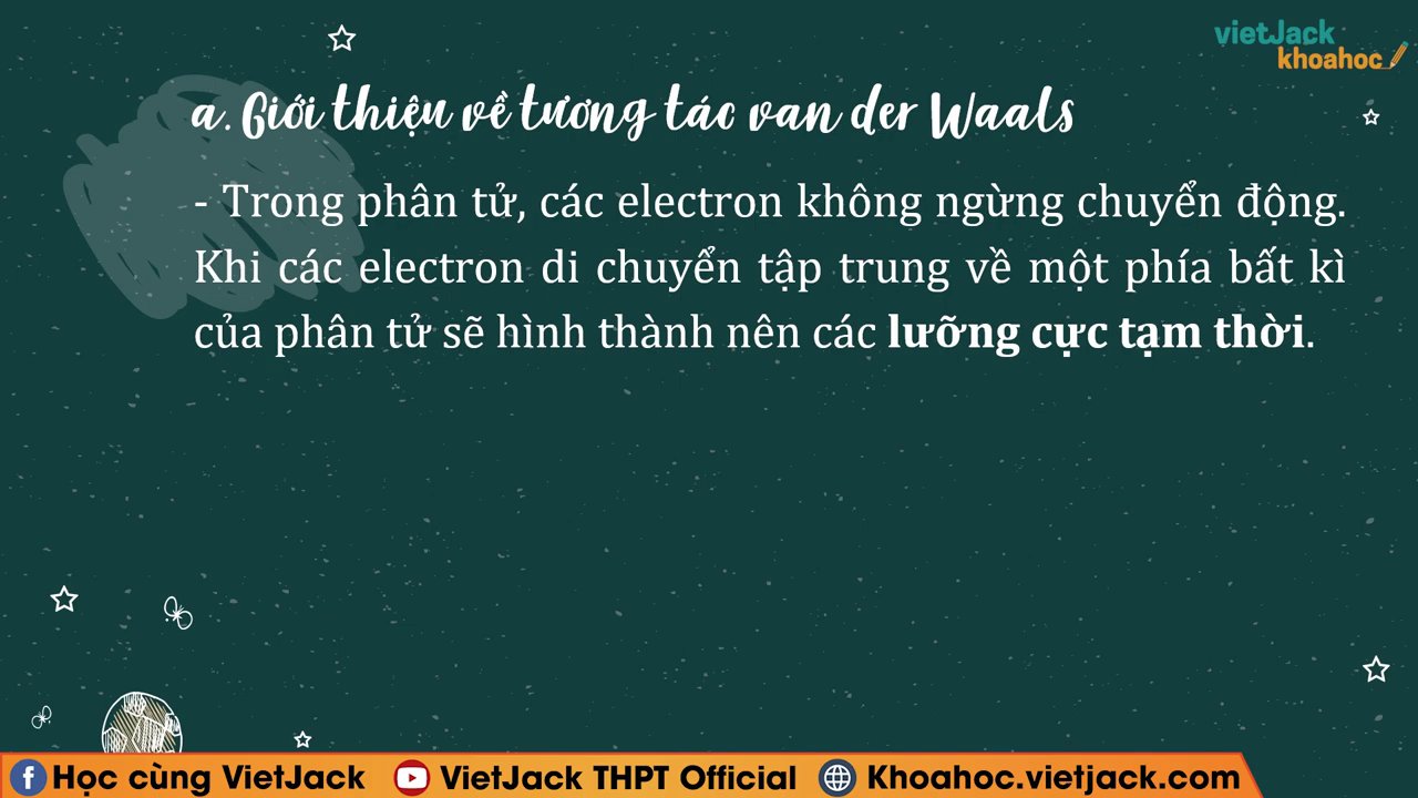 Liên Kết Hydro và Tương Tác Van Der Waals: Hai Lực "Vô Hình" Định Hình Thế Giới Phân Tử 3 Minh họa tương tác Van der Waals: lưỡng cực tạm thời của một phân tử (trên) cảm ứng tạo ra lưỡng cực trên phân tử lân cận (dưới), dẫn đến lực hút yếu giữa chúng.