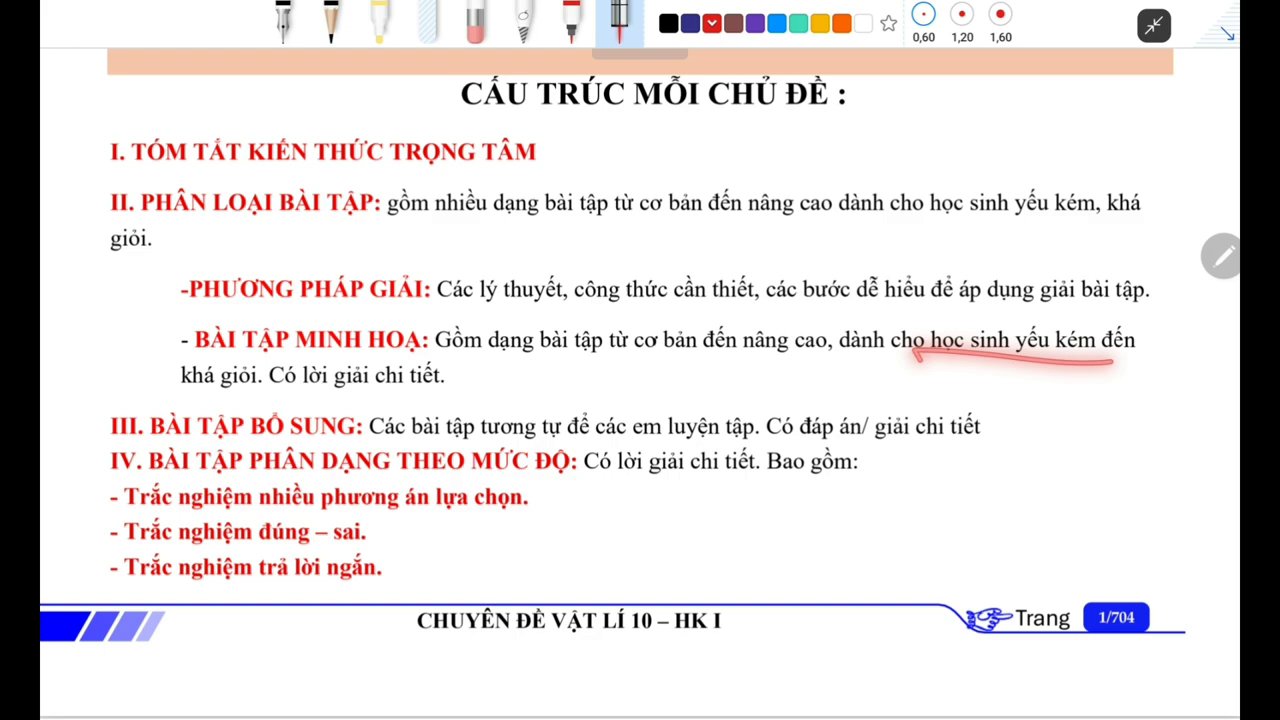 Một trang sách với các công thức vật lý và bài tập minh họa được viết tay cẩn thận.