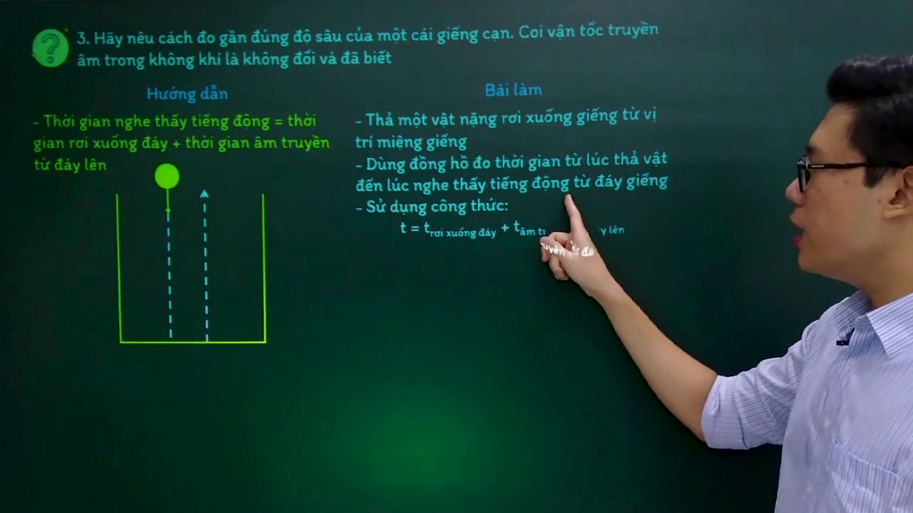 Hình minh họa bài toán với hòn bi rơi từ độ cao h xuống đất, kèm các dữ kiện thời gian.
