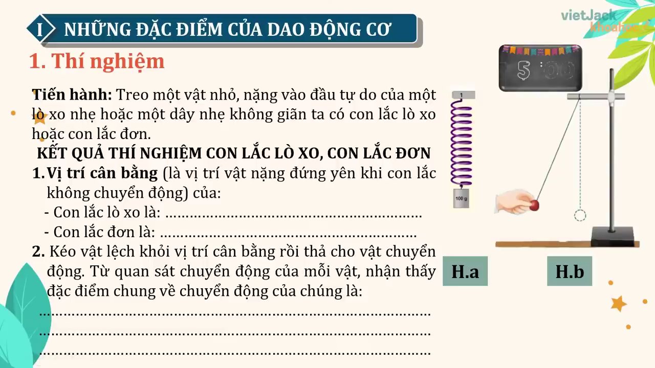 Hình ảnh minh họa vị trí cân bằng của con lắc đơn và con lắc lò xo.
