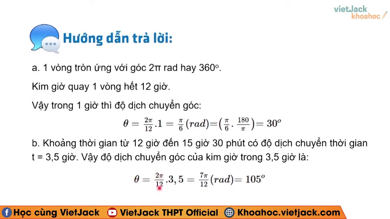 Đồng hồ treo tường với hai kim minh họa chu kỳ quay khác nhau.